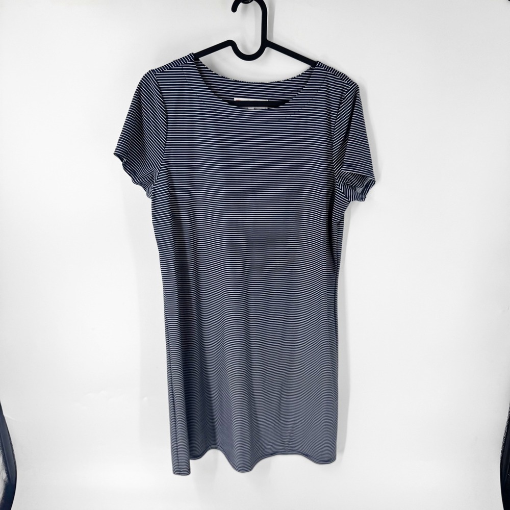 Jude Connally Navy White Striped Short Sleeve Shift Dress Womens Small 101121‎